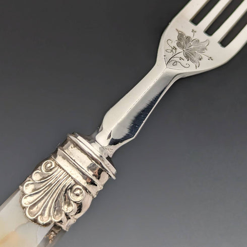 1900 年左右英國復古天然石柄餐具 12 對套裝盒裝卡文迪什